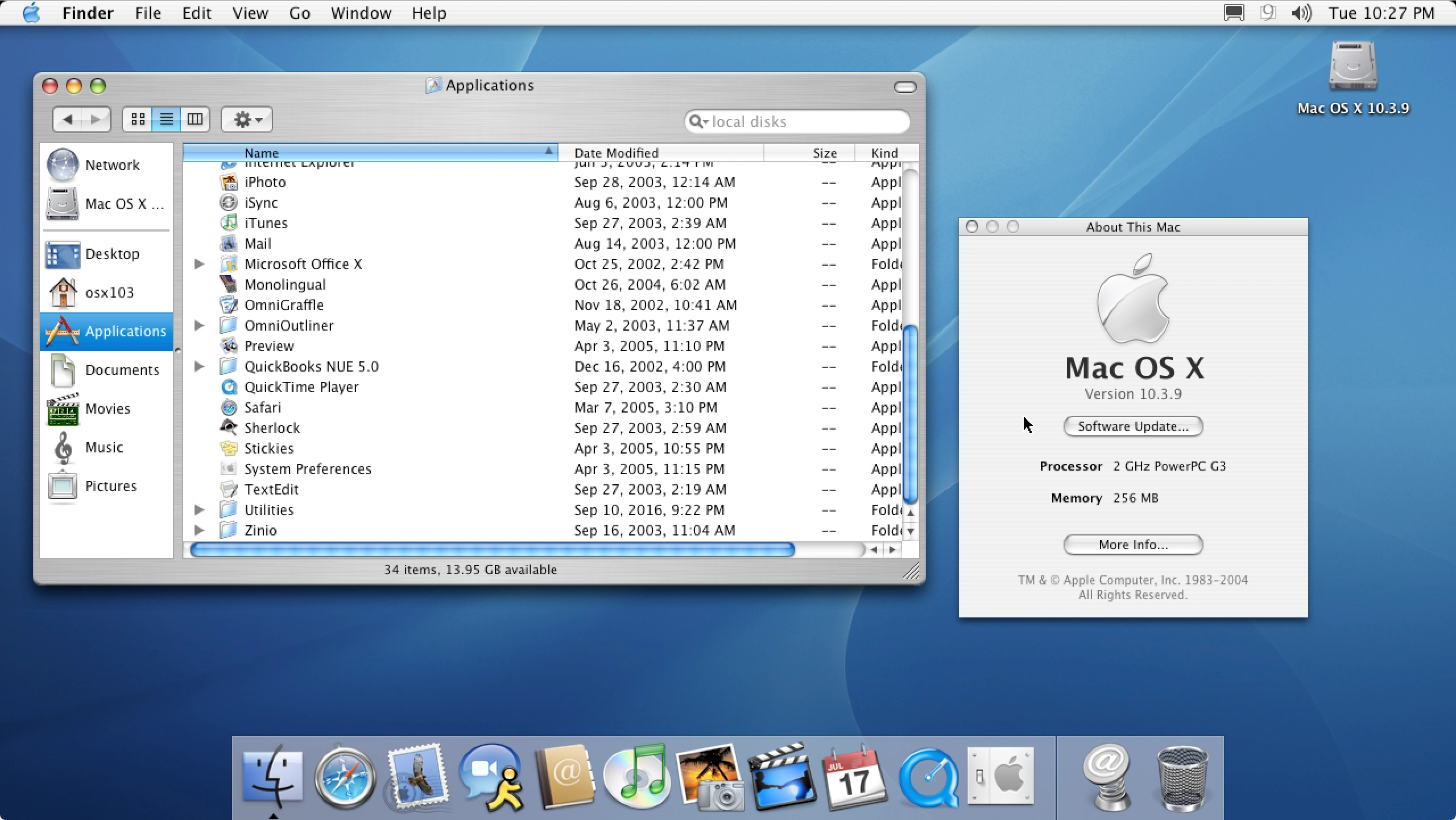 Mac OS X 10.3.9 Panther